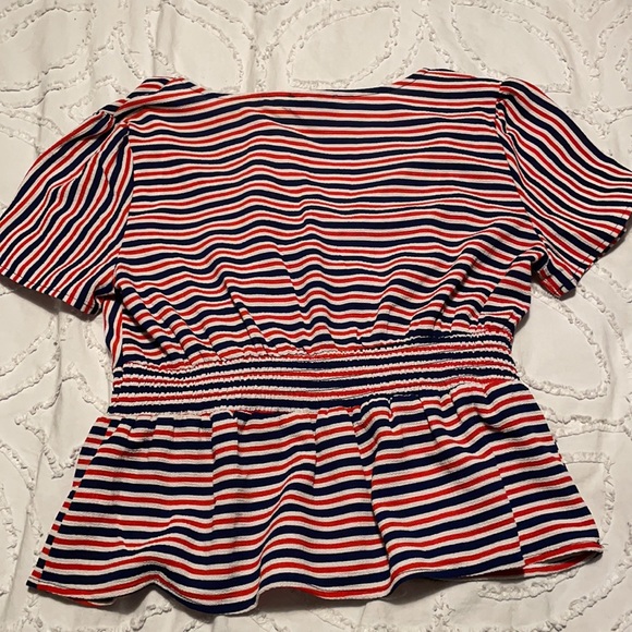 Blue Red and White Striped Blouse - Picture 4 of 4